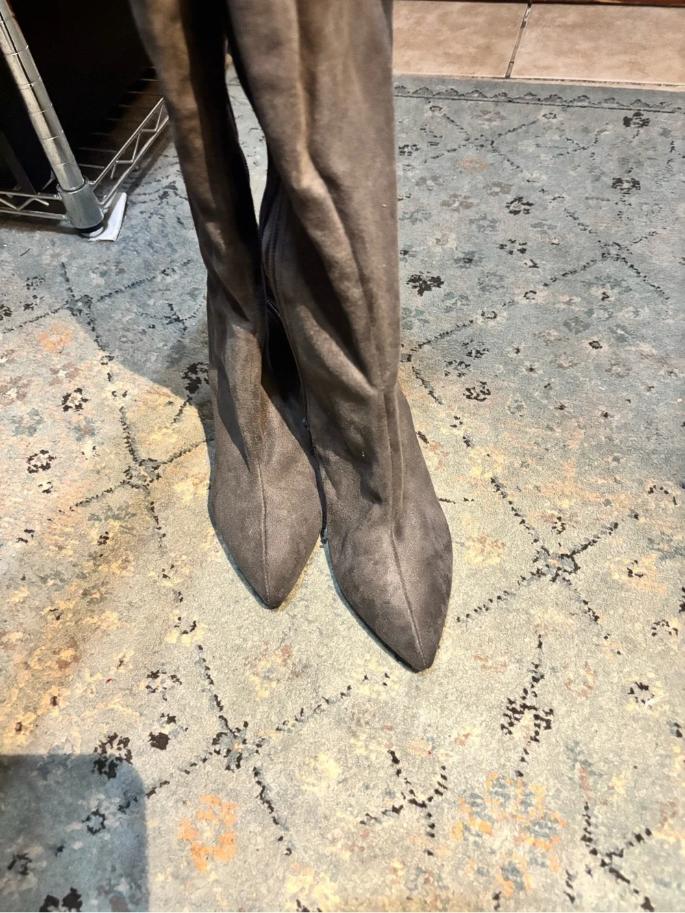 H&M Gray Suede Over-the-Knee Pointed-Toe Boots